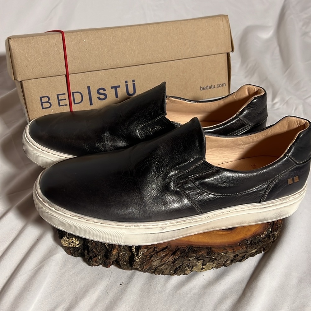 BED|STU HERMIONE Slip On Leather Shoes, Black Rustic, Women's size 10 with Box